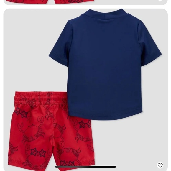 Carter's Baby Boys' Short Sleeve CRAB USA Print 2pc SWIMWEAR SWIMSUIT - Picture 3 of 4